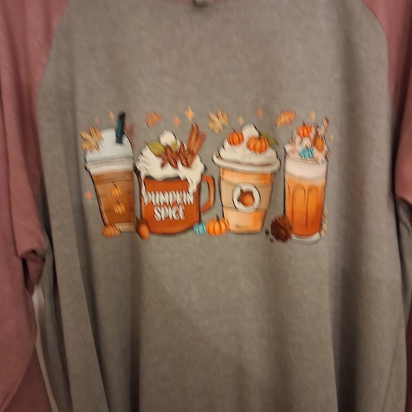 Pumpkin Spice Long Sleeve Shirt - Gray And Purple - Picture 2 of 3